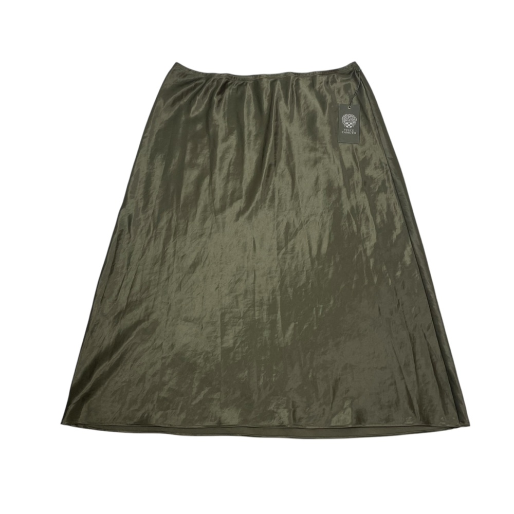 ⭐️2/$20 NWT Vince Camuto Satin Olive Green Midi Skirt
